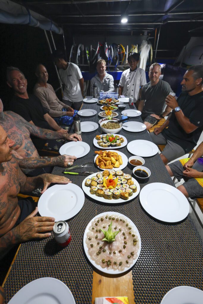 Oasis Mentawai surf charter Great food sushi sashimi