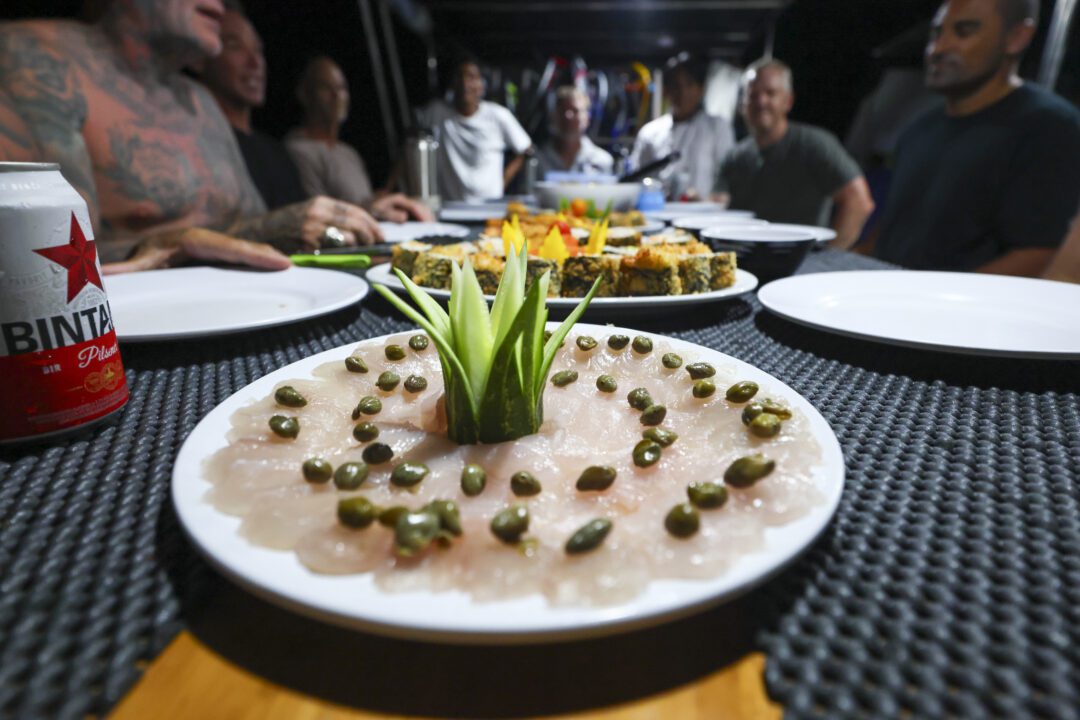 Oasis Mentawai surf charter Great food sushi sashimi