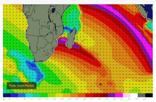 Swellnet Swell period WAM 3rd July 20 second plus swell traversing Indian Ocean